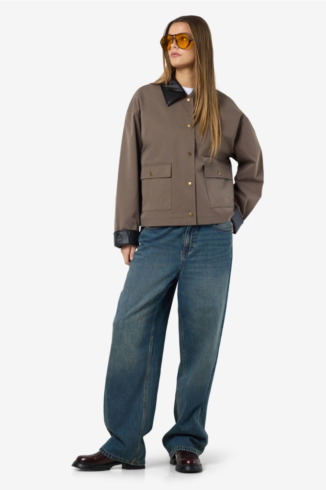 NMNORA PU COLLAR JACKET DD 27034746 MOREL/BLACK